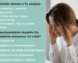 Kobieta z bólem głowy, czuje osłabienie, senność i spadek energii. To objawy przesilenia wiosennego.