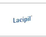 Niebieski napis "Lacipil" na białym tle. Czy to lek na problemy z sercem?