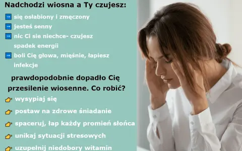 Kobieta z bólem głowy, czuje osłabienie, senność i spadek energii. To objawy przesilenia wiosennego.