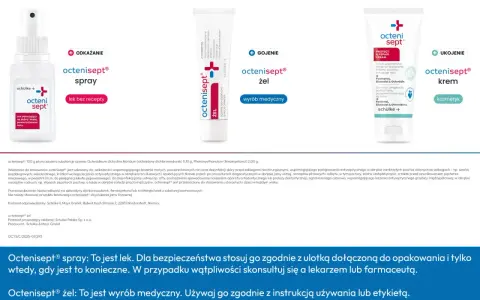 Octenisept spray i żel do odkażania ran. Domowe sposoby na dezynfekcję i gojenie.